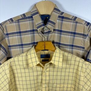 Vintage Towncraft  XL Short Sleeve Button Down Shirt Lot 2 Wrinkle Free Yellow
